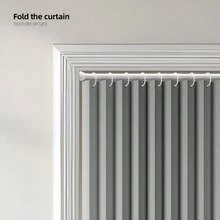 1PC Magnetic Folding Door Curtain, With Hanging Rings And Magnetic Closure, Beige And Grey Colors Available, Suitable For Living Room, Bedroom And Kitchen Space Partitioning, As Well As Room Decoration. - Door Curtain - View 8