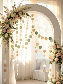 3pcs Grey Green Mint Green Gold White Love Wreath - Country Wedding Ornament Streamer Banner, Valentine's Day Mother's Day Single Girl Bride Shower Engagement Party Bunting Lasting Surprise - Garland - View 2