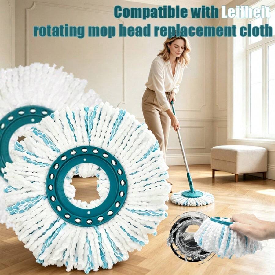 Compatible With Leifheit Spin Mop Replacement Pads, Microfiber Dry & Wet Dual-Use Mop Head Accessories, Spin Mop Head, Mop Replacement Cloth Pads, Cleaning Tool Replacement Pack - Multicolor - View 1