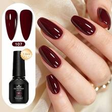 Mtssii 7.8ml Red & Brown Gel Nail Polish,UV LED Soak Off Semi Permanent Nail Color Gel,Rich Cherry Red,Burgundy,Cocoa Chocolate Neutral Brown Gloss Nail Varnish,Ideal For Fall Winter Nail Art Gift For Women For Daily Occasion - Multicolor - View 4