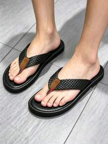 Men's Casual Flip Flops, Non-Slip Comfortable, Multi-Functional Beach Slippers, Spring/Summer Style, Suitable For Spring/Summer, Beach, Vacation And Various Occasions - Black - View 5