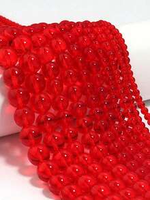 1 Strand Clear Red Glass Beads Smooth Loose Round Crystal Beads For Jewelry Making DIY Bracelet Necklace Accessories 4/6/8/10mm - Multicolor - View 1