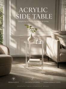 Transparent Acrylic Round Coffee Table, Living Room Side Table, Sofa Side Table, Double Layer, Triple Layer Storage Table, Modern Minimalist Transparent Table, Small Apartment Coffee Table - Transparent - View 11