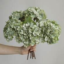 6pcs Artificial Hydrangea Bouquet, Fake Flower Plants, Room Decor, Garden Autumn Decoration, Dining Table Decor, Birthday Party Decoration, Wedding Flower Basket, Bridal Bouquet, Home Decor, Restaurant, Bedroom, Windowsill Decor, Vase Decoration, Valentine's Day Gift, New Year Decoration, Outdoor Garden, Back To School Season - Green - View 6