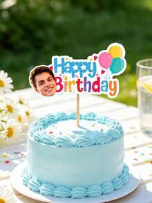 1/3/5/10pcs Customized Photo Personalized Face Cake Toppers, Different Photo Cake Decorations, Birthday Party Decor, Birthday, Baby Shower, Family Gathering, Holiday, Dessert Garnish, Party Supplies, Suitable For Home, Personalized Gift, Unique Gift - Multicolor (Cake Topper 2) - View 4