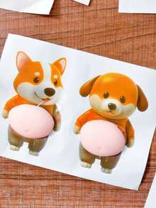 Silicone Car Anti-Collision Sticker, Big Belly Corgi Shiba Inu Sticker, Anti-Collision Sticker, Car Accessories - Multicolor - View 13