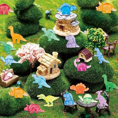 50pcs Cute Small Resin Dinosaur, Mini Dinosaur Miniature Animal Figurines, Suitable For DIY Fairy Garden, Vase Filler, Glass Container, Potted Plant Decoration, Micro Landscape Handicrafts, Garden Decoration, Car Interior Decoration, Home Decor, Bookshelf, Living Room Scene, Theme Party, Perfect Birthday Gift Garden Ornaments, Prehistoric Creature Miniature Model