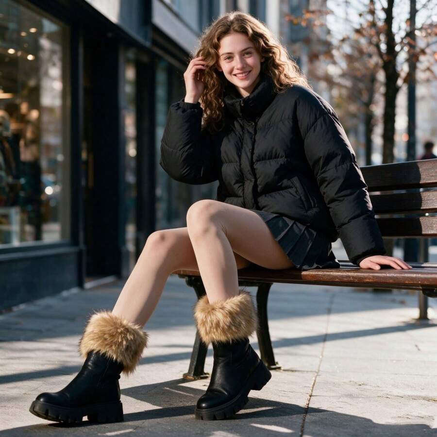 Faux Fur Cuffs For Boots, Short Boot Fur Covers, Boot Toppers For Women - Camel - View 1
