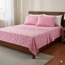 2-Piece Single Bed Sheet Set, Printed 200 Thread Count Percale Fabric With All-Around Elastic And Point Palito Pillowcase - 淺灰色 - 查看 2