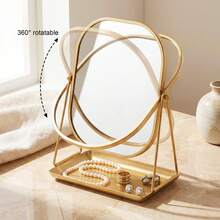 Vanity Mirror, Desktop Makeup Mirror, Metal European Vintage Style Desktop Vanity Mirror, Adjustable Stand High Definition Mirror, Bedroom Decor Ornament, Home Decor Mirror Student Dorm Portable Makeup Mirror, Suitable For Travel, Bedroom, Bathroom, Office, Vanity And Countertop, Makeup Tool, Back To School Season, Christmas Gift, Best Gift For Women - Multicolor - View 8
