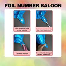 1pc Large Size 40 Inch Number Balloon For Kids Birthday, Baby Shower, Anniversary, New Year, Back To School, DIY Party Decoration Foil Balloons - Blue - View 5