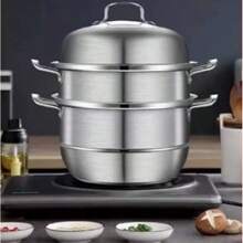 Thick 316 Stainless Steel Steamer Large Double-Layer Home Single Sieve Soup Pot Hot Pot - View 2