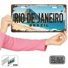 1pc 2D Flat Poster, Rio De Janeiro Vintage Sign, Decorative Plaque (12X6 Inches), Travel Souvenir, Gift For Friends, Birthday Gift, Suitable For Home Living Room, Study And Porch Decoration (Random Style) - A - View 3