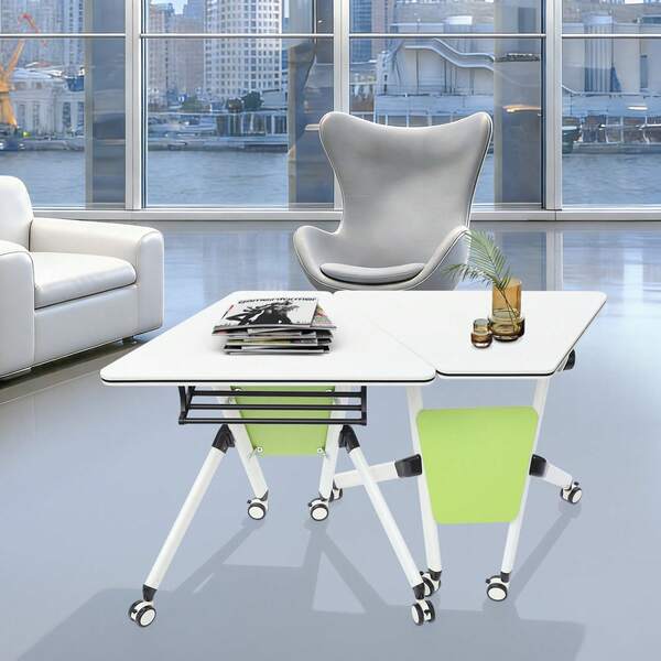 Modern Modular Folding Conference Table Flip Top Training Desk Meeting Room Table With Wheels