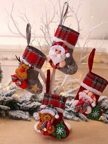 1pc Christmas Stocking Long Sock Burlap Tableware Holder Tableware Bag Santa Claus Snowman Reindeer Christmas Long Pants Christmas Party Table Decoration Fireplace Christmas Tree Hanging Decoration Home Decor - Multicolor - View 11