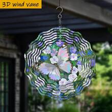 Butterflies Fluttering In Blooming Flower Garden, With Rotating Hook, 360° DIY Creative Wind Spinner, Four Seasons Creative Style Wind Spinner Set, Wind-Powered Rotation, Easy Installation, (Pendant Not Included) Random Style - A - View 4