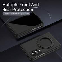 1pc Multicolor Foldable All-In-One Case With Built-In Front Tempered Glass Screen Protector, Built-In Magnetic Ring For Wireless Charging, 360° Rotatable Invisible Metal Kickstand Supporting Horizontal & Vertical Viewing, Micro-Matte Skin-Friendly Shockproof Protective Cover Compatible With Samsung Galaxy Z Fold 8 / Z Fold 8 Ultra / Z Fold 7 / Z Fold 6 / Z Fold 5 / Z Fold 4 / Z Fold 3 - Multicolor - View 7