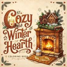 GDTME Cozy Autumn Fireplace Coloring Book, 24 Pages, 20cm*20cm, Glossy Cover, 120g Pearl Paper. Cozy Autumn Line Art, Including Comfortable Home Scenes. Stress Relief Coloring Book, Perfect Gift For Autumn Lovers And Children. - Winter Fireplace - View 9