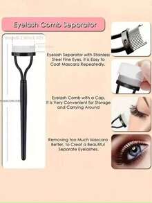 6pcs Stainless Steel Eyelash Curler Set Eyebrow Kit, Suitable For Eyelash Curler, Eyelash Comb, Eyelash, Double-Ended Angled Eyebrow Brush, Eyebrow Brush, Silicone Refill Pad, For Eyelashes And Eyebrows - Black - View 2