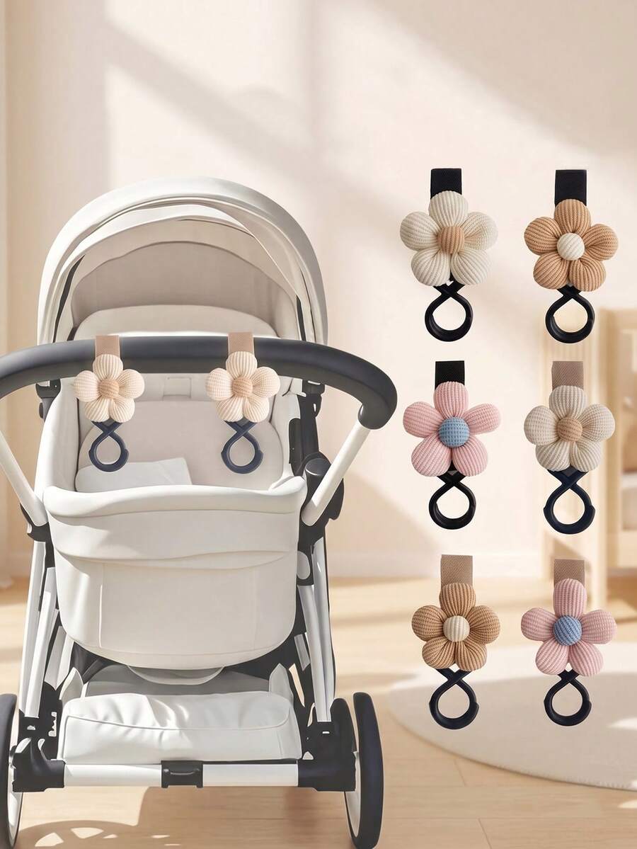 2pcs Small Flower Stroller Hooks, Multi-Functional Stroller Accessories For Outings - Multicolor - View 1
