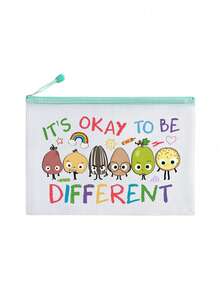 Teacher Gift "It's Okay To Be Different" Theme Zipper File Storage Bag, Macaron Color Toiletry Storage Bag, Waterproof PVC Travel Storage Bag/Transparent Zipper Pouch, Perfect For Daily Office Use, As A Thoughtful School Year Entry Gift, Or Short Trips. This Is An Excellent Gift For Birthdays, Back To School, Graduation, Christmas, Halloween, Spring Break, Easter, And Teacher's Day,Travel Essential - Multicolor - View 13