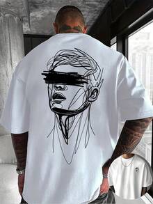 Camiseta creativa de cuello redondo con estampado frontal y trasero en algodón puro, mangas cortas de moda para el verano, top casual para uso diario, entrega local rápida. - Blanco - Ver 7