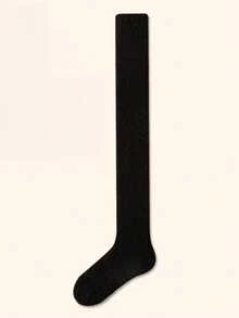 1 par de calcetines largos por encima de la rodilla de felpa de coral para mujer, calentadores de rodilla de felpa gruesa, esponjosos & cálidos, suaves & delicados, calcetines largos esenciales para el hogar en otoño/invierno - Multicolor - Ver 6