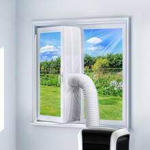 Portable Air Conditioner Window Seal Adjustable Connector For Sliding Door And Window Openings Universal AC Hose Seal Cloth With Zipper And Adhesive Fasteners Upgraded Cuff Design Compatible With Various Portable Cooling Units Easy Installation - White - View 9