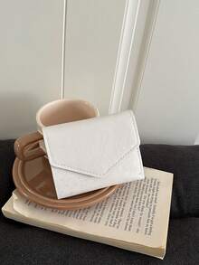 1 buah Dompet Pendek Lipat Dua Portabel Bahan PU Berbentuk Bintang, Cocok untuk Penggunaan Sehari-hari Wanita dan Hadiah Kencan - Putih - View 6