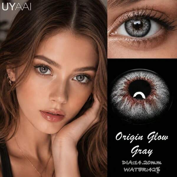 UYAAI Vanilla Girl Milk Mist Gray Yearly Contact Lenses 14.2mm 42% Water Content Comfortable Breathable Natural Misty Gray Tone Color Contact Lenses For Daily Makeup Party Casual Styling 1 Pair Non-Prescription