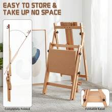 Beech Wood H Frame Studio Easel Stand With Storage Box And Palette, Heavy Duty Adjustable Floor Artist Painting Easel Holder For Adults Canvas Painting, Natural Brown Set - Walnut - View 7