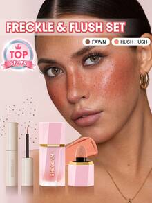 SHEGLAM [2Pcs] Summer Blush & Freckle Tint Bundle Set Brand Beauty Cosmetic Makeup For Women And Girls - Fawn+Hush Hush - View 1