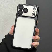 Luxury Transparent Matte Phone Case For IPhone 17 Pro Max 16 15 14 13 12 11 Plus 17e 16e, Lens Protection, Metallic Edge Protective Shell - Black - View 4