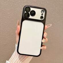 Luxury Transparent Matte Phone Case For IPhone 17 Pro Max 16 15 14 13 12 11 Plus 17e 16e, Lens Protection, Metallic Edge Protective Shell - Black - View 2