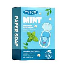 YYTCM Sabun Lembaran Portabel Aroma Mint 50 lembar dengan Kotak Penyimpanan, Kertas Sabun Tangan Mini Sekali Pakai untuk Perjalanan Luar Ruangan dan Berkemah, Mudah Berbusa, Pembersih Lembut - Mint - View 12