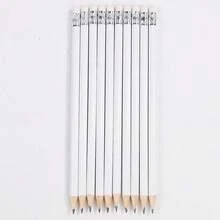 5pcs/15pcs/30pcs Simple White Round Pencil With Eraser, Pre-Sharpened, Suitable For Learning, Office And Practice - Sets - View 5