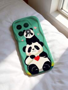 1 buah Casing Ponsel Cream Dopamine Bergelombang Lembut dengan Tekstur TPU, Desain Kreatif, Personalisasi, Motif Kartun Panda Lucu, Kompatibel dengan Galaxy S21 S22 S23 S24 S25 S26/Honor/ dan Model Lainnya - Putih - View 4