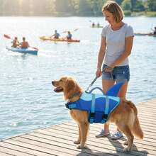Metglad Shark-Style Dog Life Jacket - With Non-Slip Rescue Handles, Reflective Dog Swimming Life Jacket, Adjustable High Buoyancy Swimsuit For Small, Medium, And Large Dogs - Baby Blue - View 4