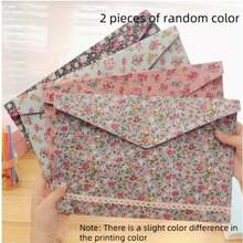 1/2Pcs Random Color Floral Print Fabric File Envelope, Large Capacity Document Storage Folder For Office & Household Paper Bill Organizer - Multiple Styles - View 12