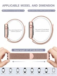 Magnetiskt band och boett i rostfritt stål för Apple Watch 40/41/42/44/45/46 mm, flätad metallrem och skärmskydd för kvinnor och män - Rosa Guld - Visa 4