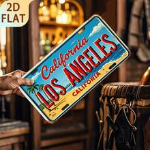 2D Flat - 1pc Vintage California Los Angeles Metal Sign Wall Decor, Retro Style With Palm Trees And Ocean View, Perfect For Home, Bar, Garage Or Lawn, Unique Gift Idea (Random Style) - A - View 6