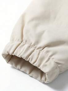 Solid Beige Hooded Jacket With Arm Patch, Hook And Loop And Zipper, Casual Camping Outfit For Women - Apricot - View 6