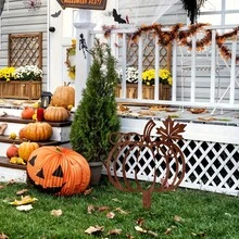 1pc Rusty Pumpkin Metal Yard Decor - Vintage Farmhouse Lawn Stake, Made Of Heavy Duty Iron, Suitable For Halloween Party. No Electricity Needed, Can Be Used As Indoor Or Outdoor Autumn Decoration - B - View 7