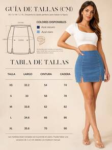 Women Denim Skirts - Light Wash - View 9