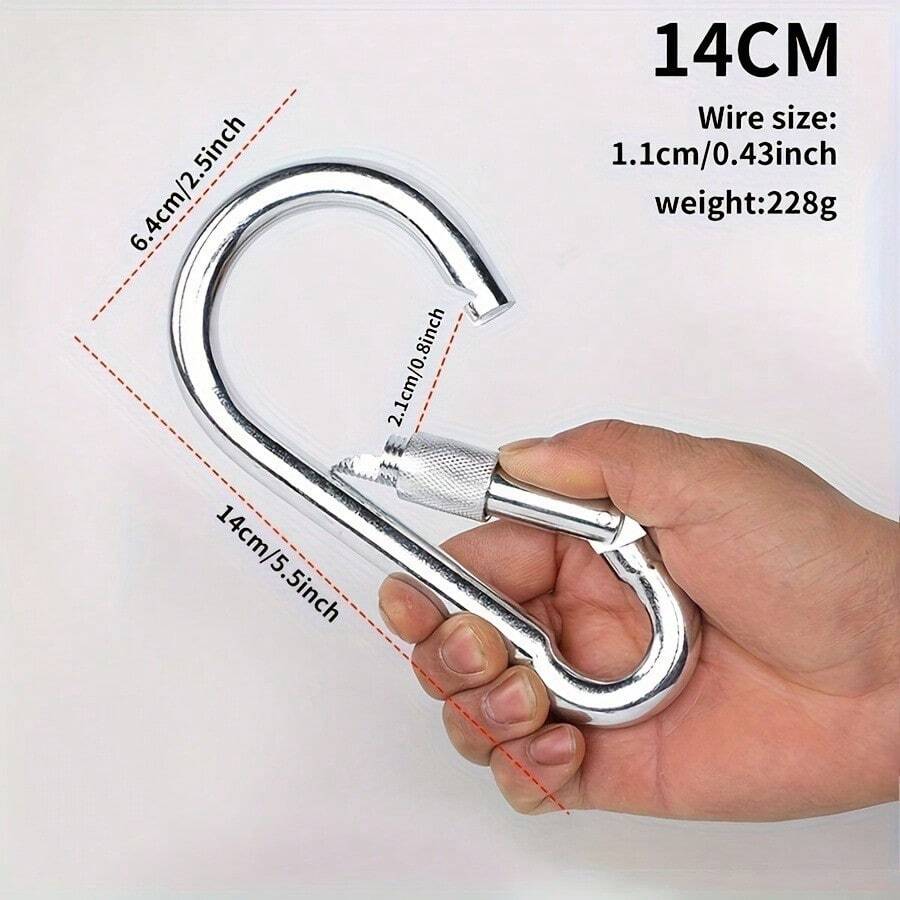 Extra-Large Stainless Steel Lock Hook With Multiple Functions, Suitable For Camping, Keychains, Swings And Fishing Beds
