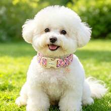 Pink Purple Bowknot Print Dog Collar, Adjustable No-Choke, Universal For All Dog Breeds, With Bowknot Metal Charm, Suitable For Christmas, Valentine's Day, St. Patrick's Day - Pink - View 6