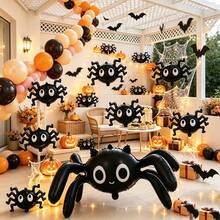 9pcs 100cm Large Spider And Mini Spider Party Decoration Cartoon Foil Balloon Set For Halloween Party - View 6