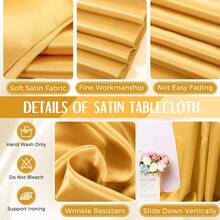 1pc Elegant White Satin Tablecloth: Perfect For Wedding Receptions, Parties And Home Decoration - Rectangular, Woven, Soft And Shiny - Multicolor - View 8