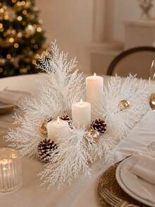 12/6/1pc-White Artificial Pine Sprigs, Feather Pine Branches,Xmas Decorations,Christmas Party Supplies,Room Decor,Home Decor,Wreath&Garland Filler,Window Scene Setup,Table Centerpiece Decor,Gift Wrapping,Chandelier Decoration,Vase Fillers - White - View 3