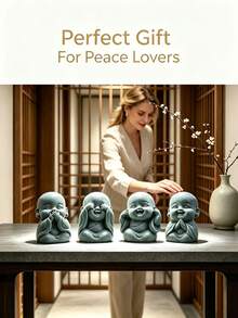 Mini Figura de Monge Buda, Decoração de Mesa Zen, Artesanato em Arenito, Pet de Chá Chinês, Decoração Oriental para Casa, Pequena Estátua para Alívio do Estresse, Presente Espiritual, Decoração de Paisagem Micro Bonsai, Pet de Chá Monge Esculpido em Pedra Zen - 1 peça - Visão 8